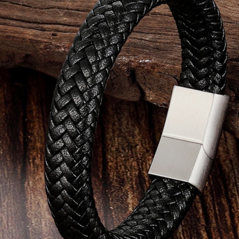 Real Leather Bracelet Blue Clasp - Picture 6 of 16